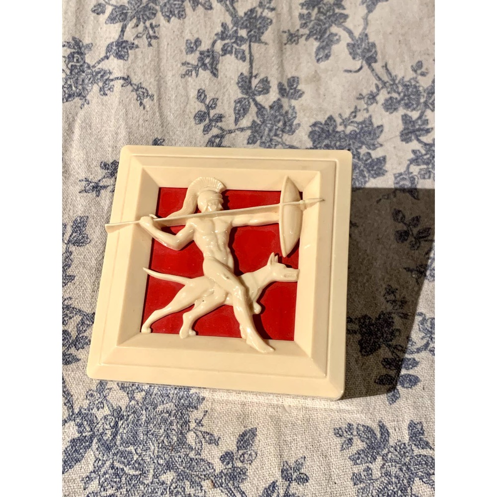 Vintage 1930s Hickok Warrior and Dog Trinket Valet Box